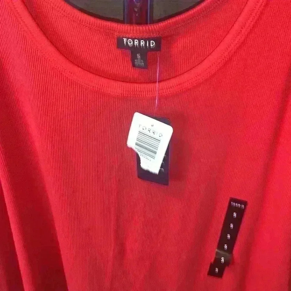 Torrid Cotton Rib Double Scoop Neck Tank Top Red Size 3X & 4X - Picture 4 of 7